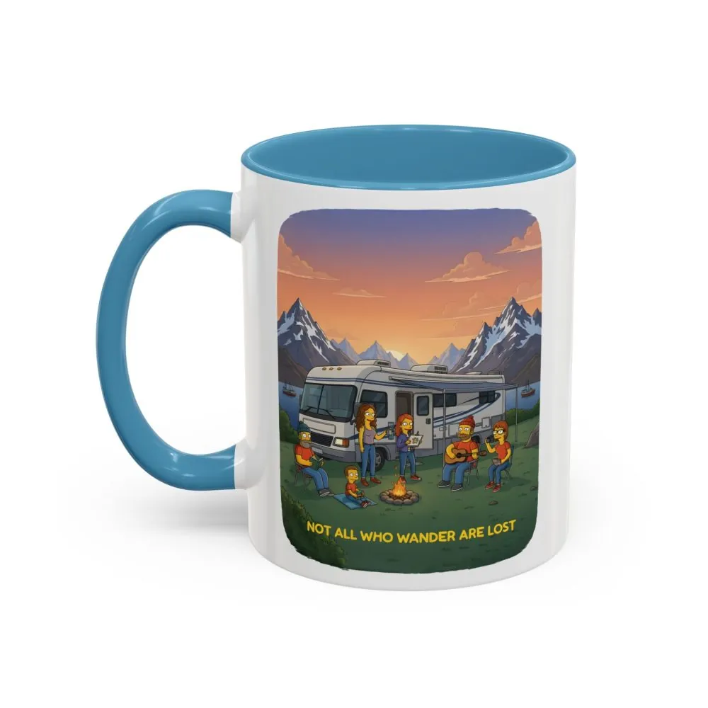 Accent Coffee Mug (11, 15oz) — "Not All Who Wander Are Lost" Design Sitcom-Line