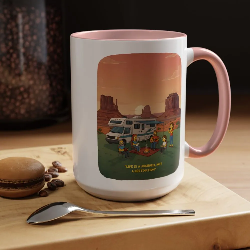 Accent Coffee Mug (11, 15oz) — "Life Is A Journey-Not A Destination" Design Sitcom-Line