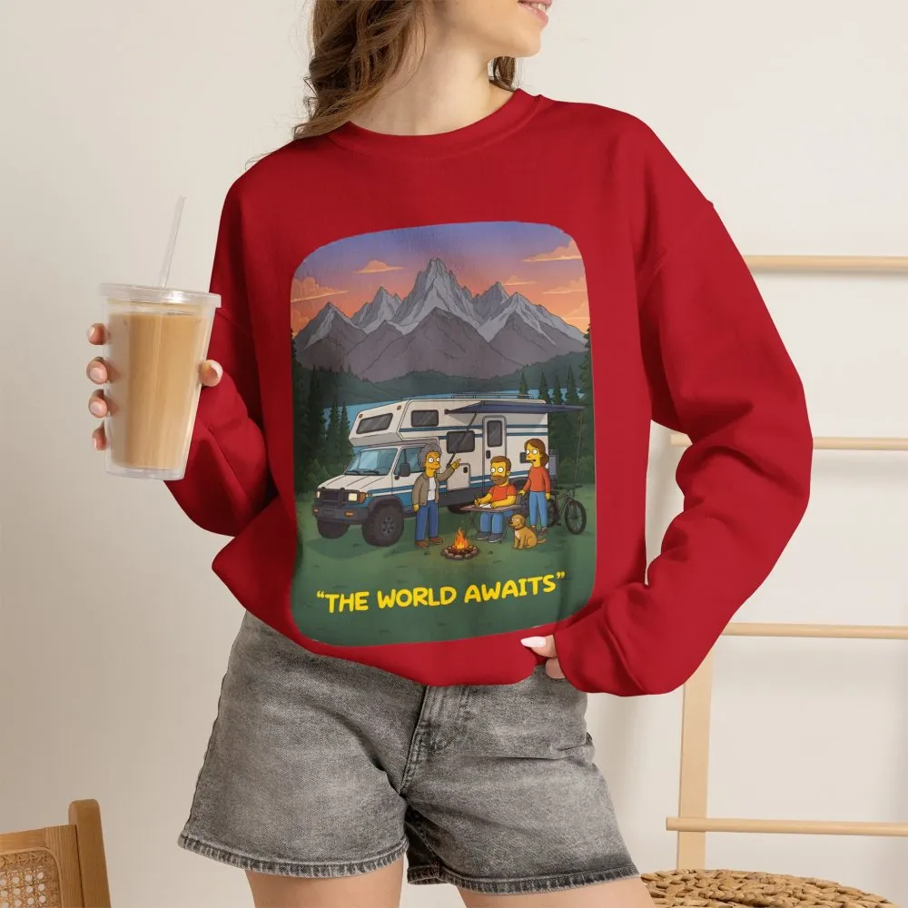 1819724404052485672_2048.jpeg Unisex Heavy Blend™ Crewneck Sweatshirt — "The World Awaits" Design Sitcom-Line