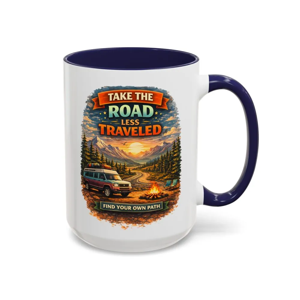 18208261723039516905_2048.jpeg Accent Coffee Mug (11, 15oz) — "Take The Road Less Traveled" Design Scenic-Line
