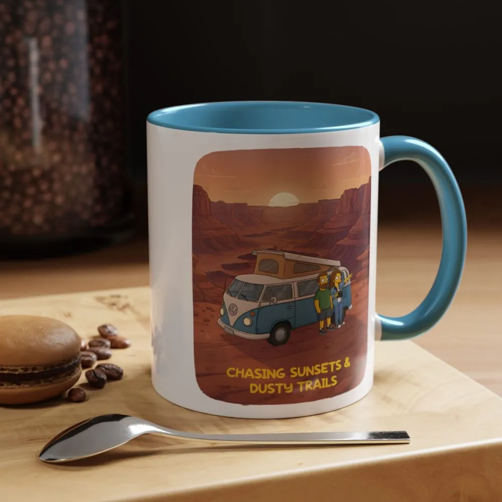 18217566711225953128_2048.jpeg Accent Coffee Mug (11, 15oz) — "Chasing Sunsets And Dusty Trails" Design Sitcom-Line