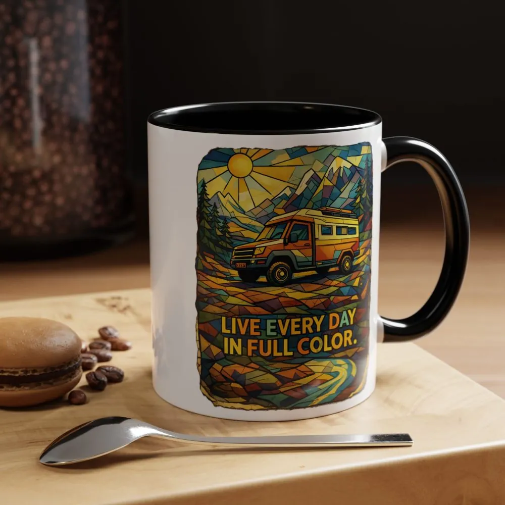 1821816193590440868_2048.jpeg Accent Coffee Mug (11, 15oz) — "Live Life Every Day In Full Color" Design Cubic-Line