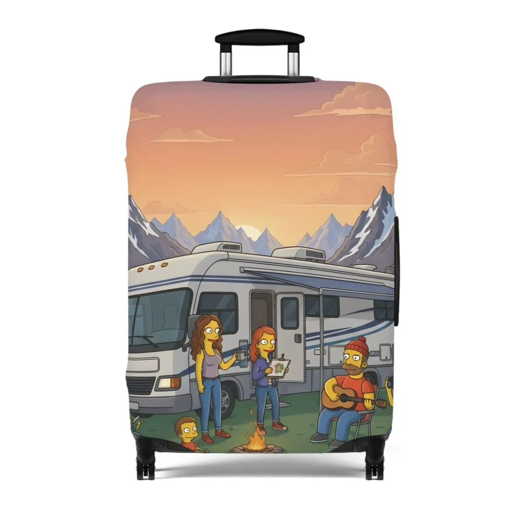 Luggage Cover — Adventure Camper Sketch Travel Suitcase(Design Sitcom-Line)