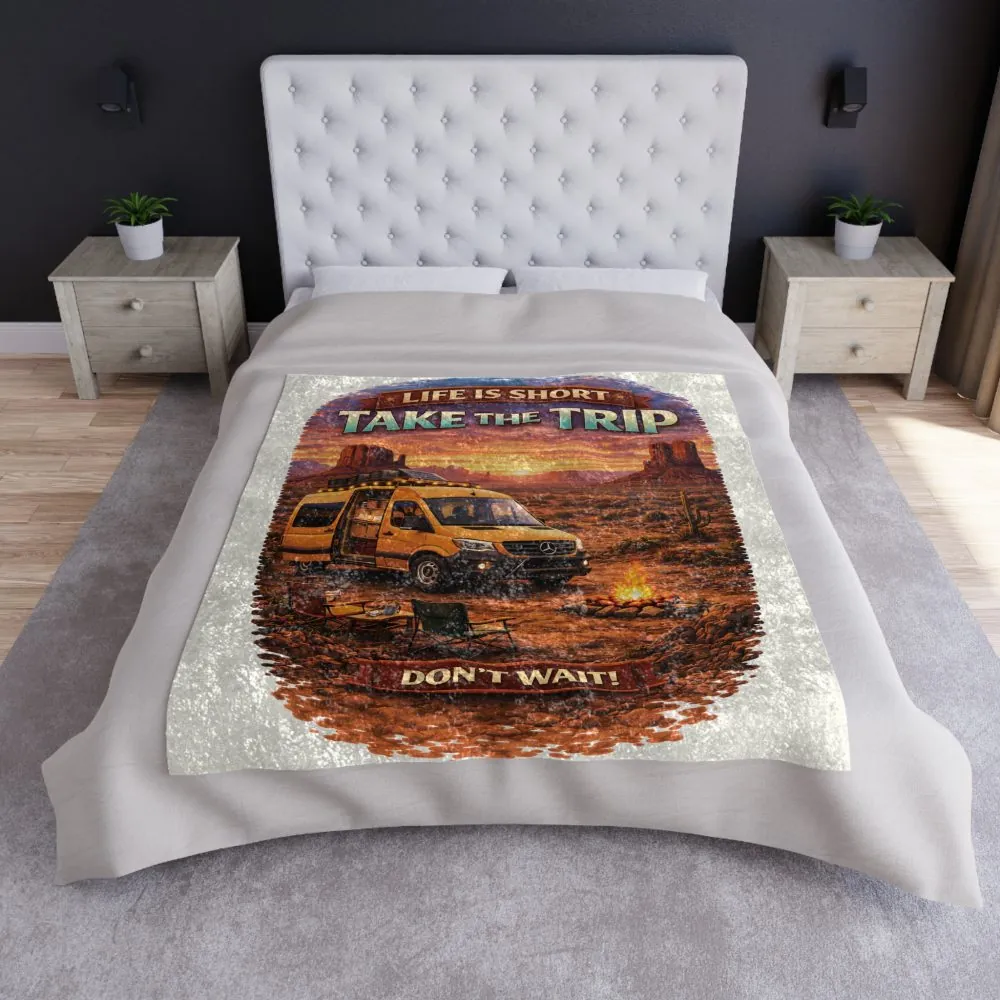 18227885738902846834_2048.jpeg Crushed Velvet Blanket —"Life Is To Short-Take The Trip" Design Scenic-Line (Campervan)