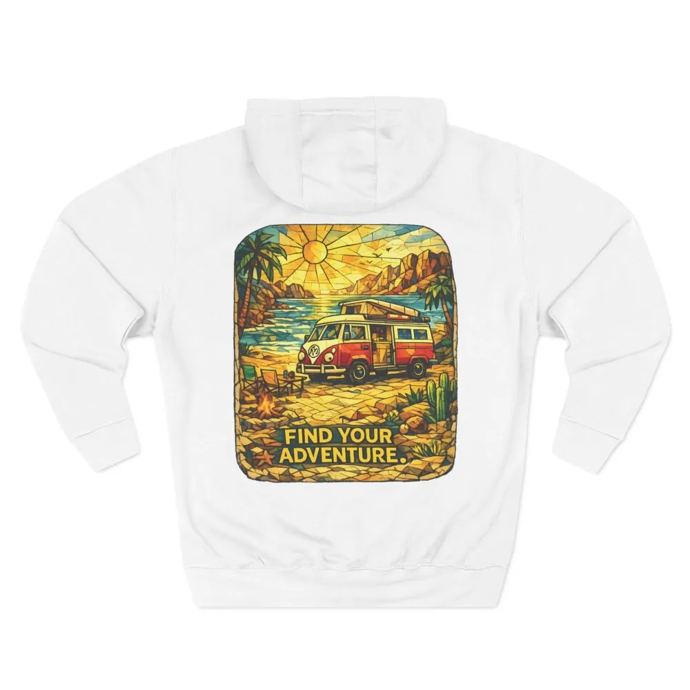 Three-Panel Fleece Hoodie - ""Find Your Adventure"" Design Cubic-Line