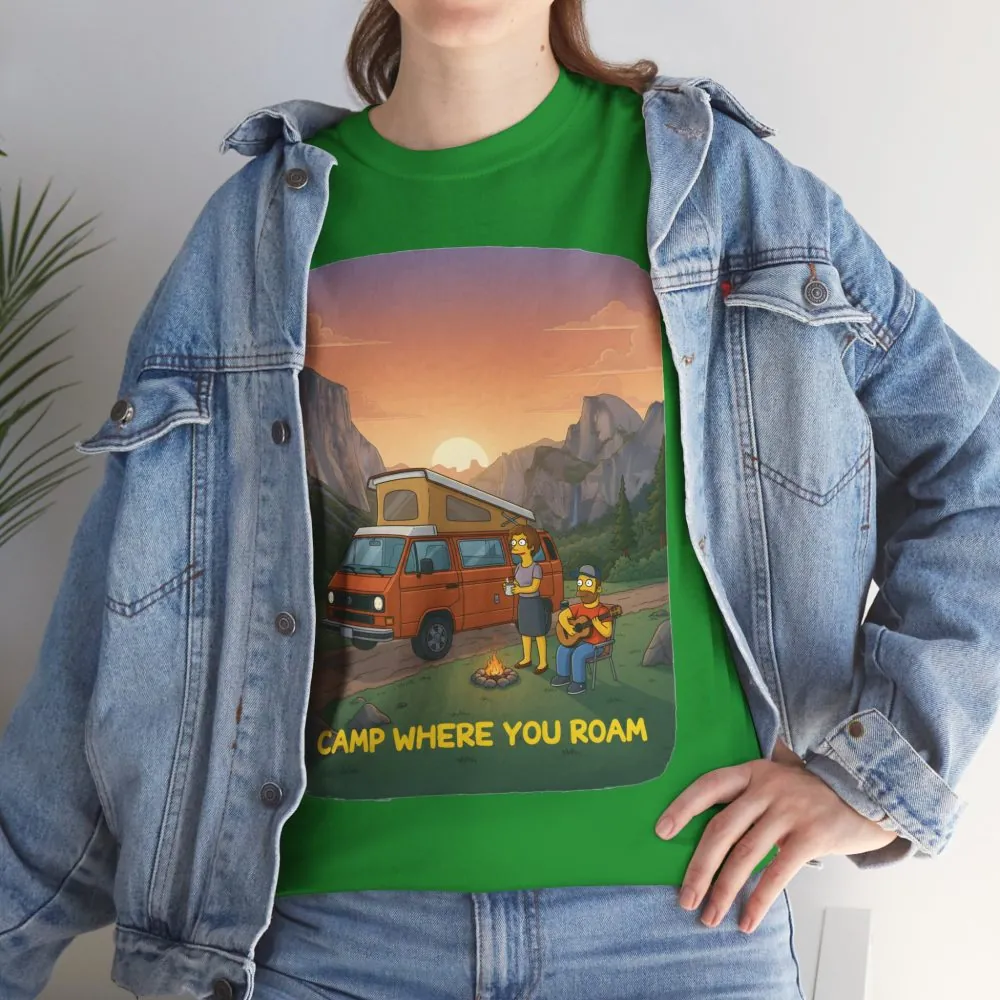 Unisex Heavy Cotton Tee — "Camp Where You Roam" Design Sitcom-Line