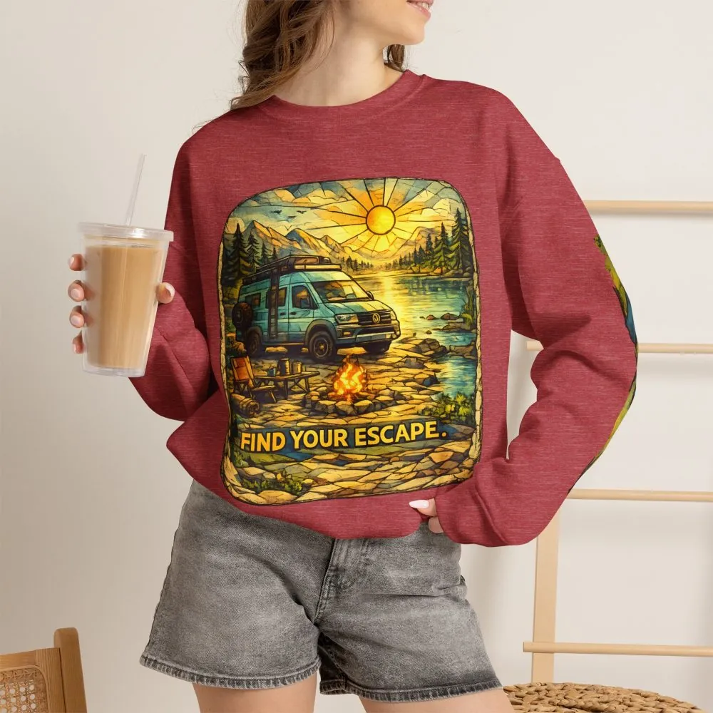 18248635544859007644_2048.jpeg Unisex Heavy Blend™ Crewneck Sweatshirt — "Find Your Escape" Design Cubic-Line