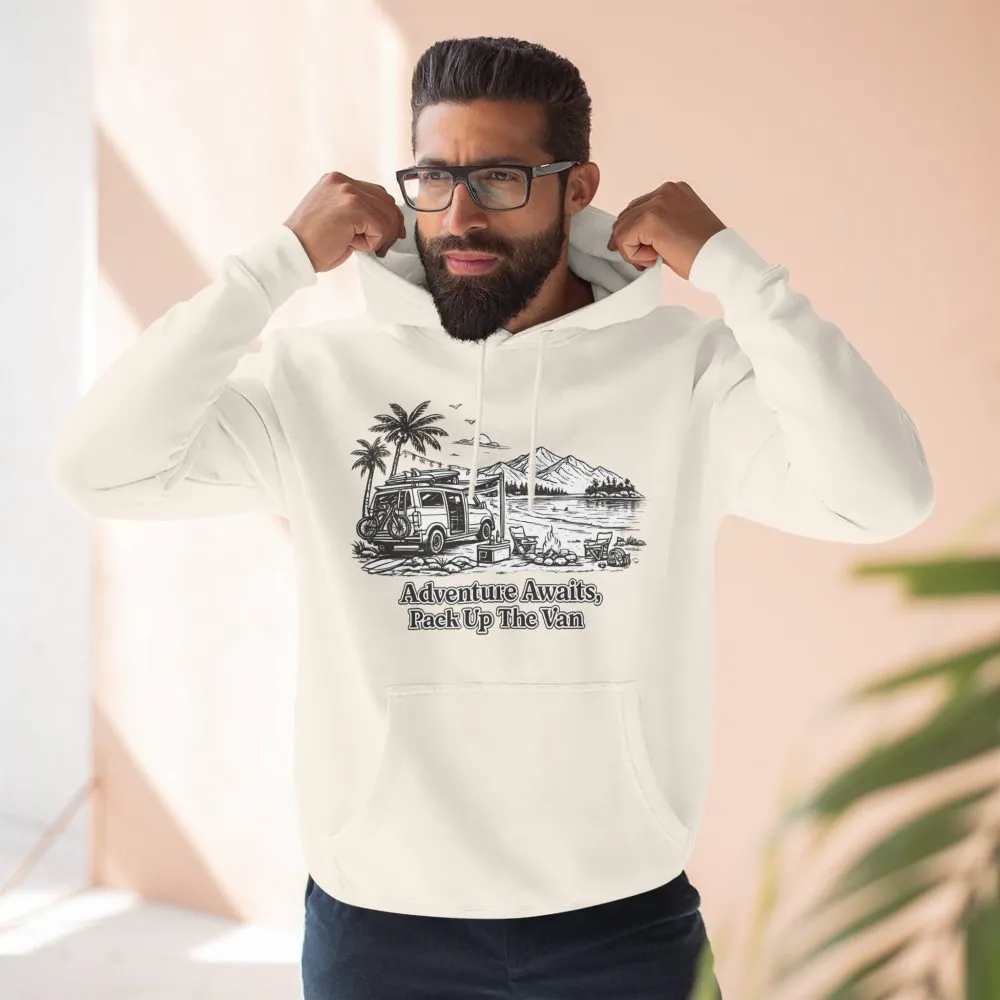 18249055085558701364_2048.jpeg Three-Panel Fleece Hoodie - "Adventure Awaits,Pack Up The Van" Design Minimal-Line