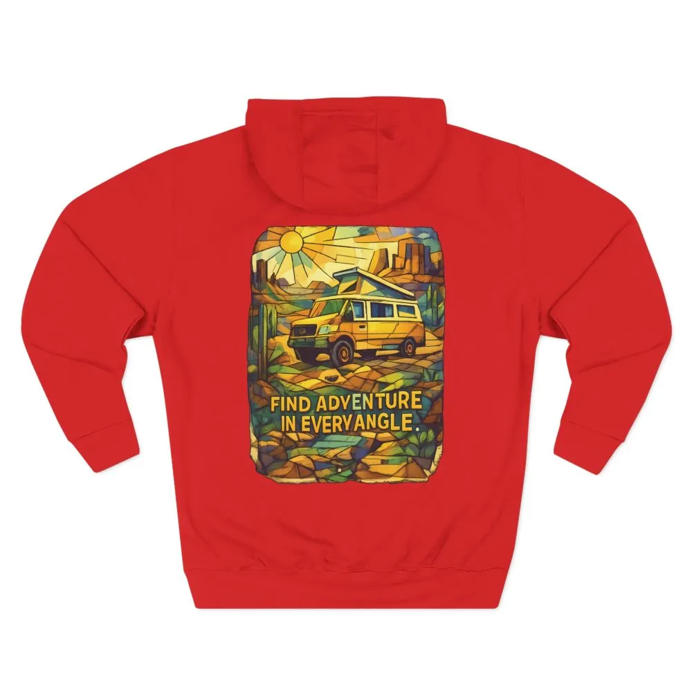 1824923526879745899_2048.jpeg Three-Panel Fleece Hoodie - "Find Adventure In Every Corner" Design Cubic-Line