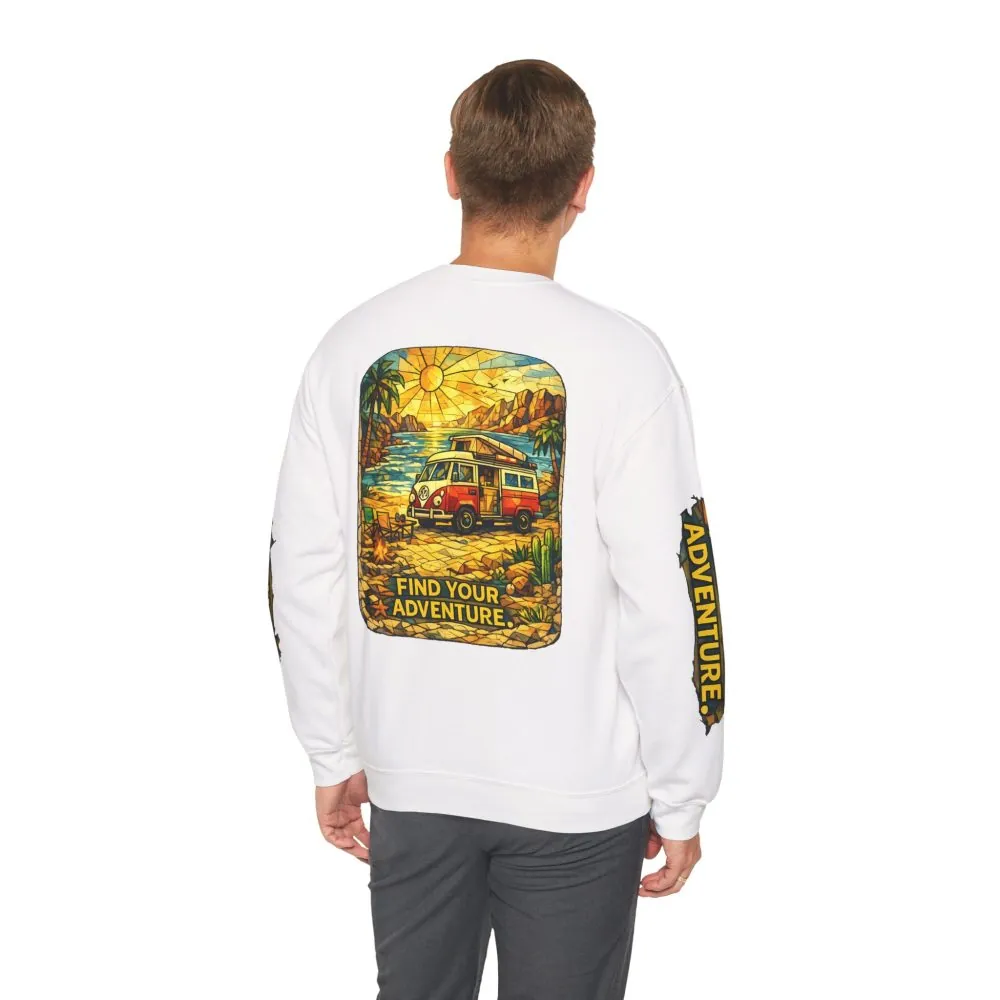 18251943329870811828_2048.jpeg Unisex Heavy Blend™ Crewneck Sweatshirt — "Find Your Adventure" Design Cubic-Line