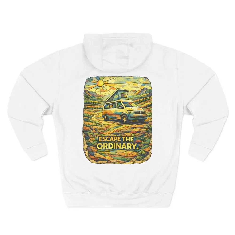 18252632296798806621_2048.jpeg Three-Panel Fleece Hoodie - "Escape The Ordinary" Design Cubic-Line