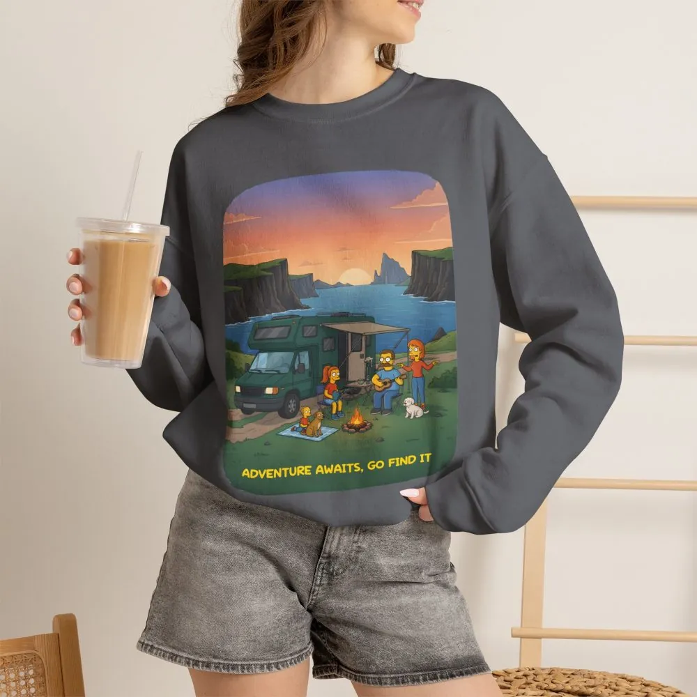 18257422913701422558_2048.jpeg Unisex Heavy Blend™ Crewneck Sweatshirt — "Adventure Awaits-Go Find It"" Design Sitcom-Line