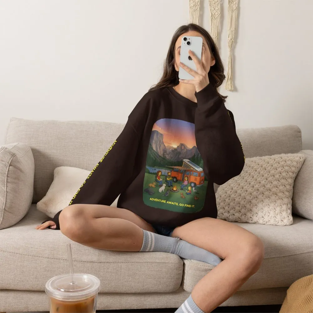 18260990136476990106_2048.jpeg Unisex Heavy Blend™ Crewneck Sweatshirt — "Adventure Awaits-Go Find It"" Design Sitcom-Line
