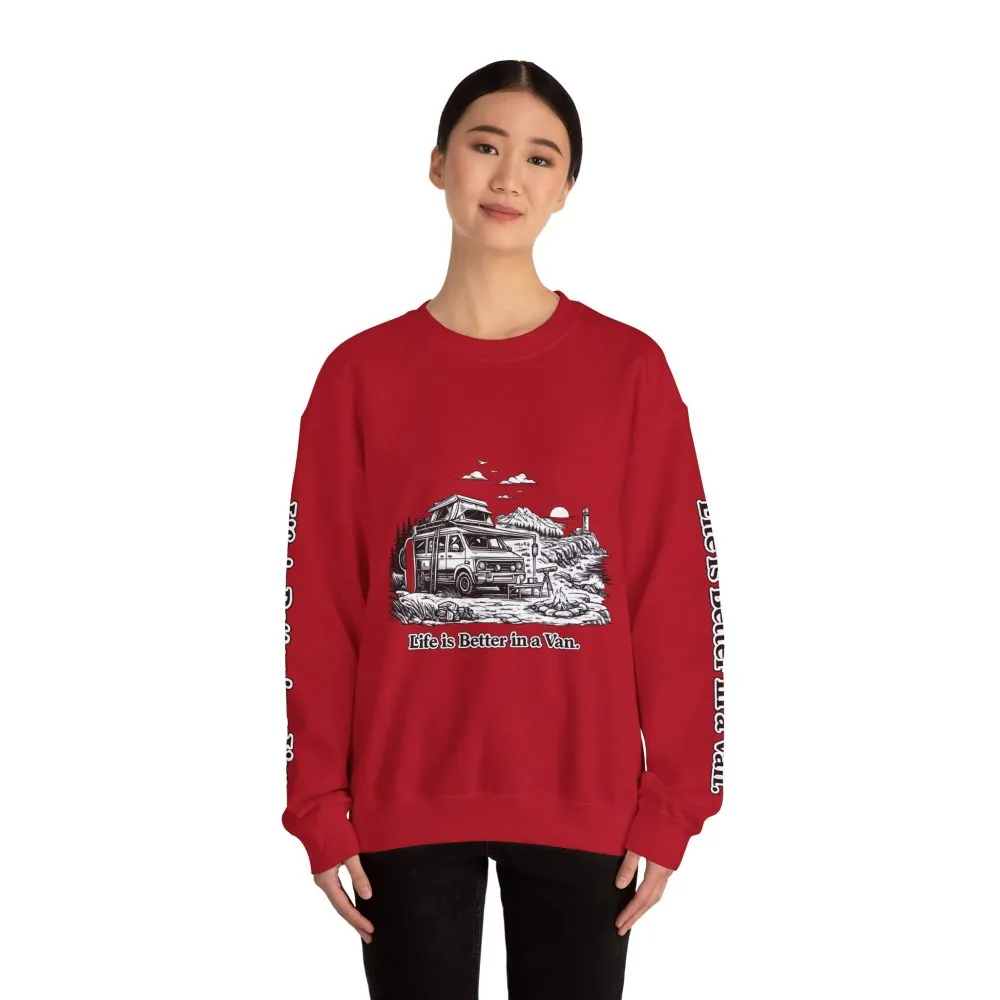18262462679306509576_2048.jpeg Unisex Heavy Blend™ Crewneck Sweatshirt — "Life Is Better In A Van" Design Minimal-Line