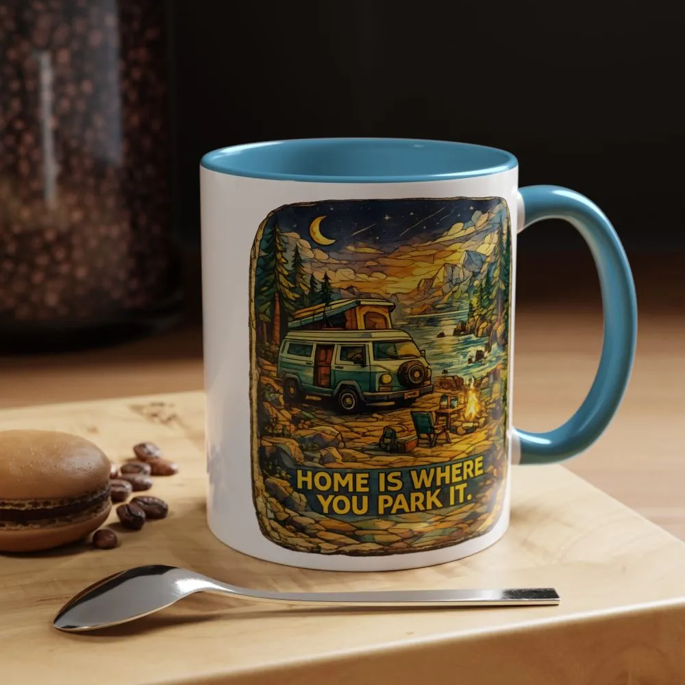 1826709985510691624_2048.jpeg Accent Coffee Mug (11, 15oz) — "Home Is Where You Park It" Design Cubic-Line