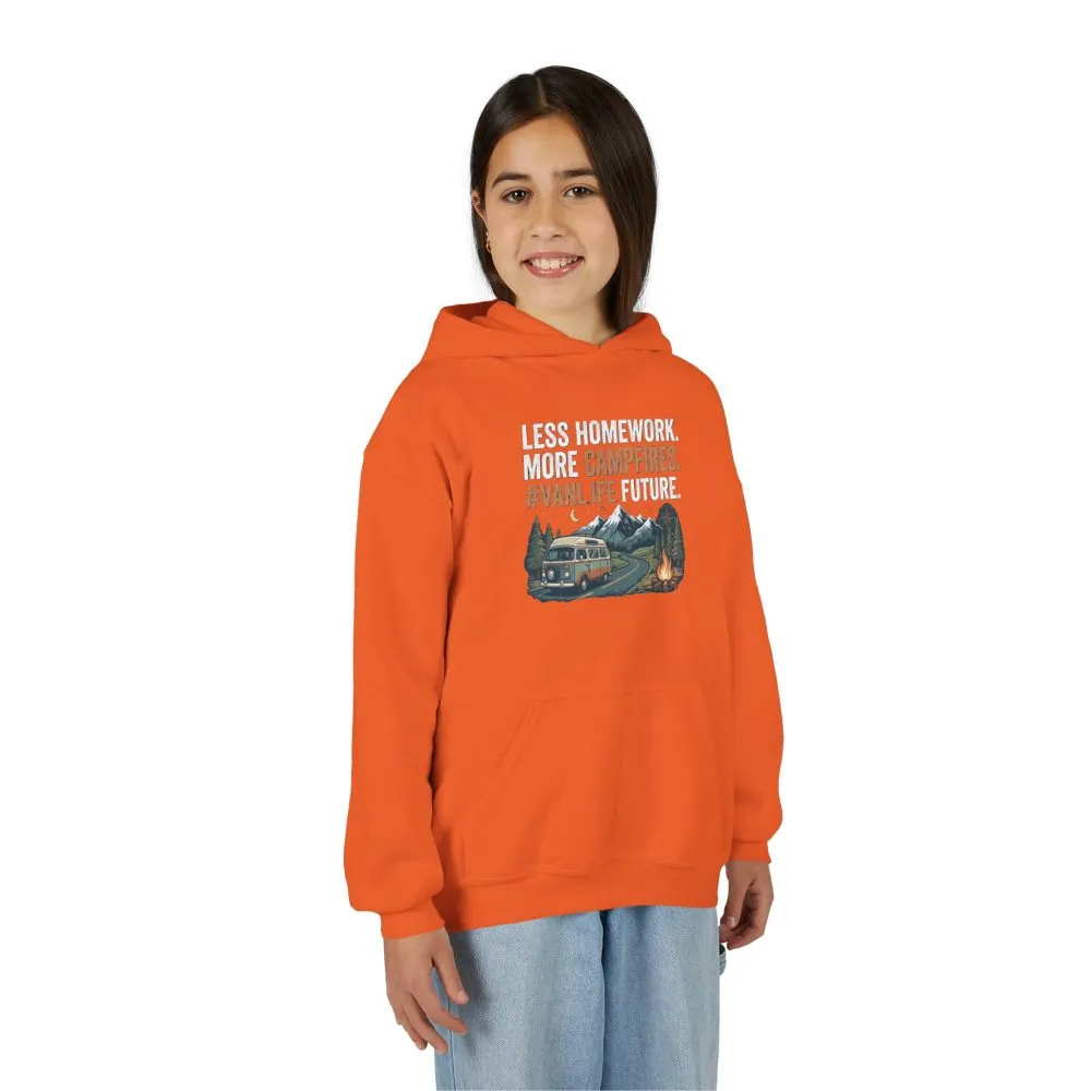 18267131558768149143_2048.jpeg Youth Hoodie(Gildan) – Less Worry, More Campfires #VanLife Adventure Pullover