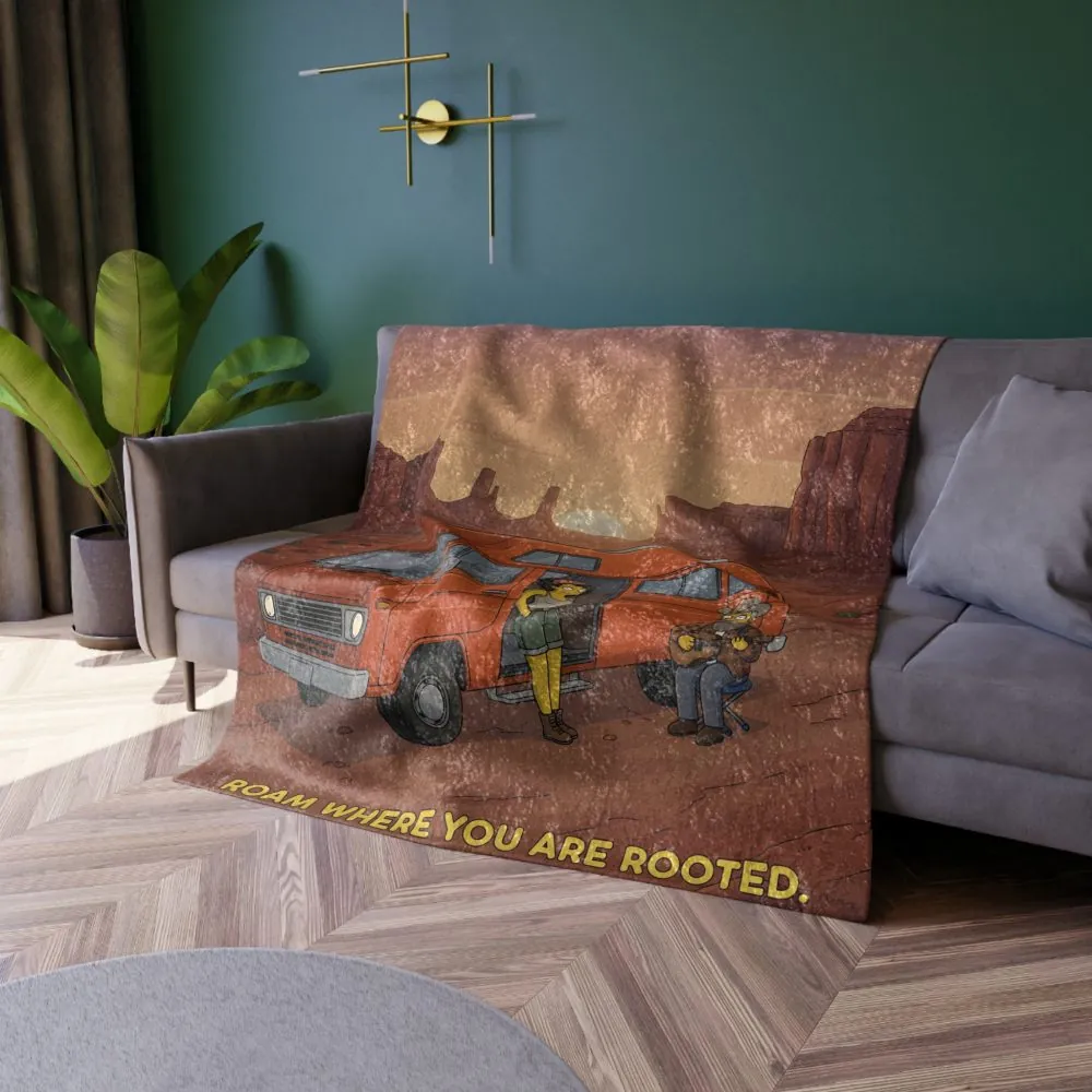 18269764818105599789_2048.jpeg Crushed Velvet Blanket —"Roam Where You Are Rooted" Design Sitcom-Line (Campervan)