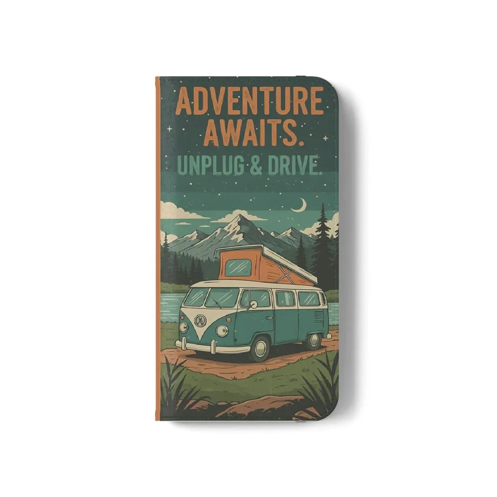 18271995150942849217_2048.jpeg Flip Phone Case — "Adventure Awaits Unplug & Drive" Wallet Case