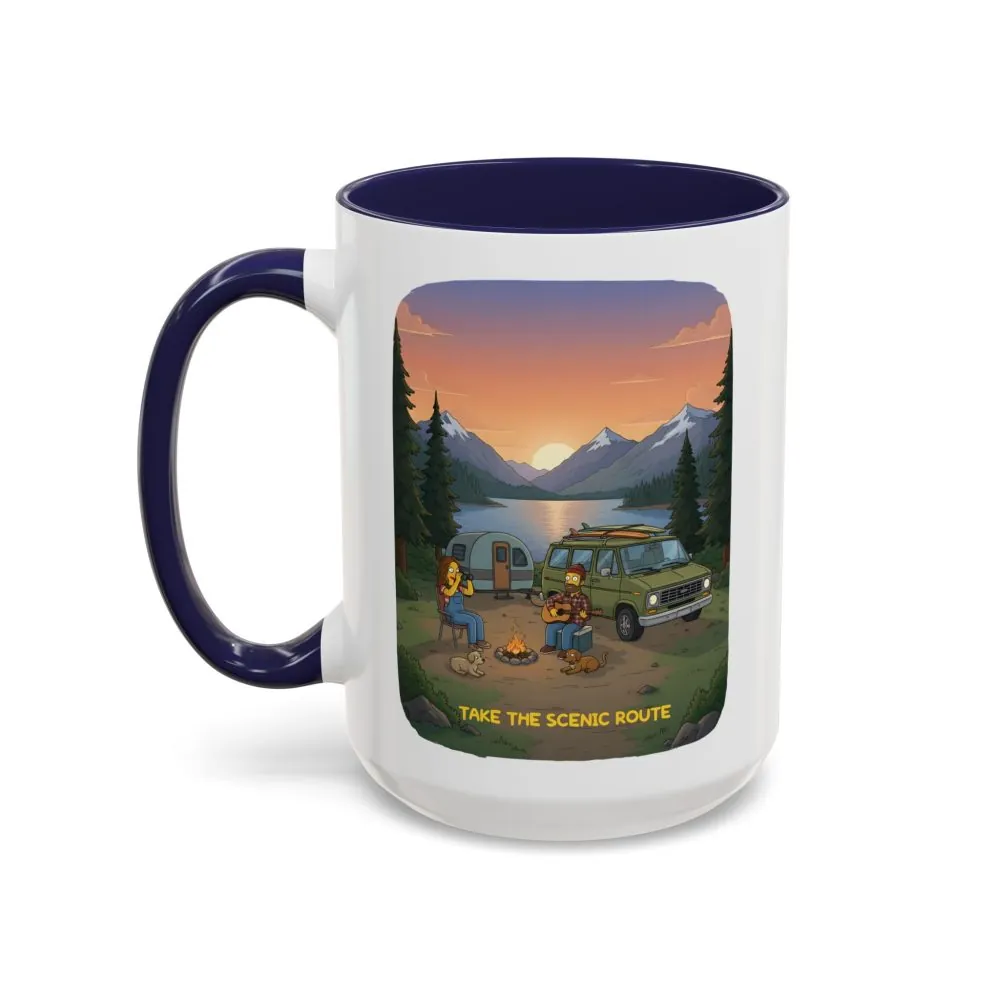 Accent Coffee Mug (11, 15oz) — "Take The Scenic Route" Design Sitcom-Line