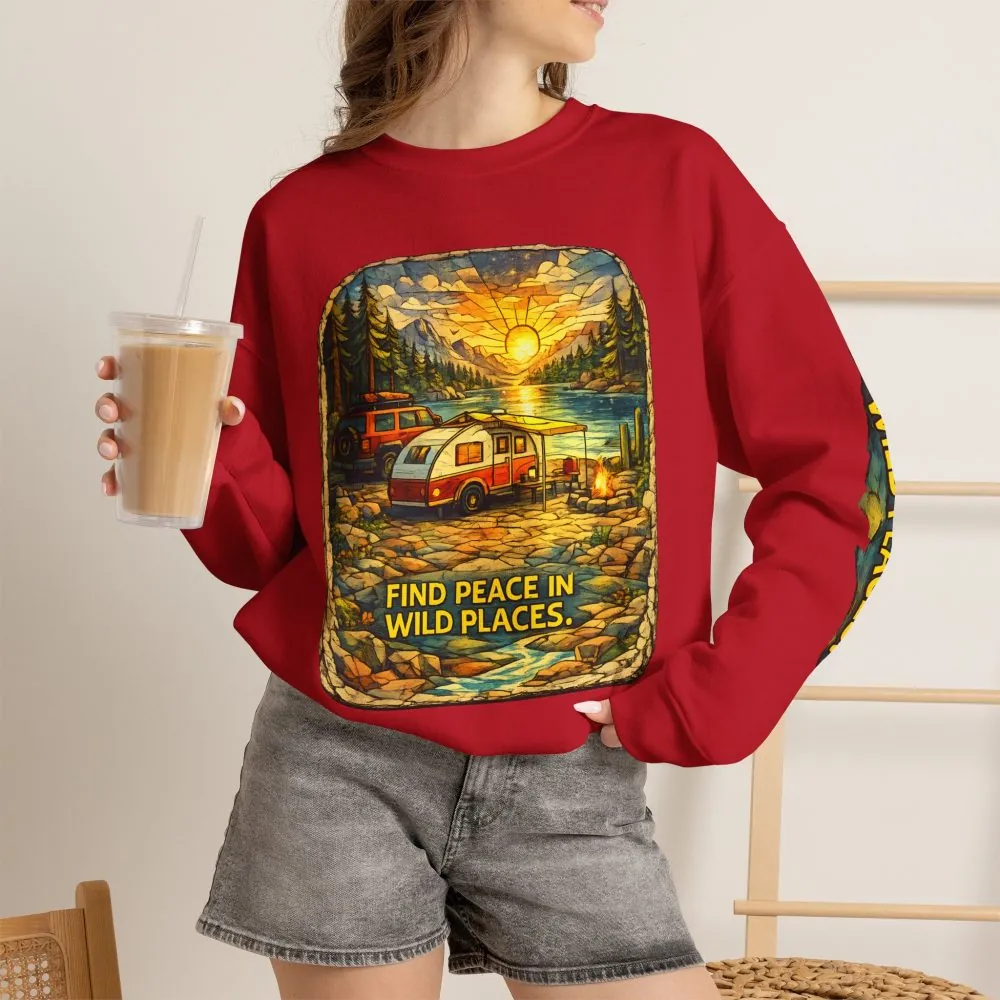 18298947437970413180_2048.jpeg Unisex Heavy Blend™ Crewneck Sweatshirt — "Find Peace In Wild Places" Design Cubic-Line