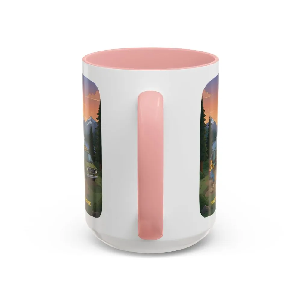 Accent Coffee Mug (11, 15oz) — "Take The Scenic Route" Design Sitcom-Line