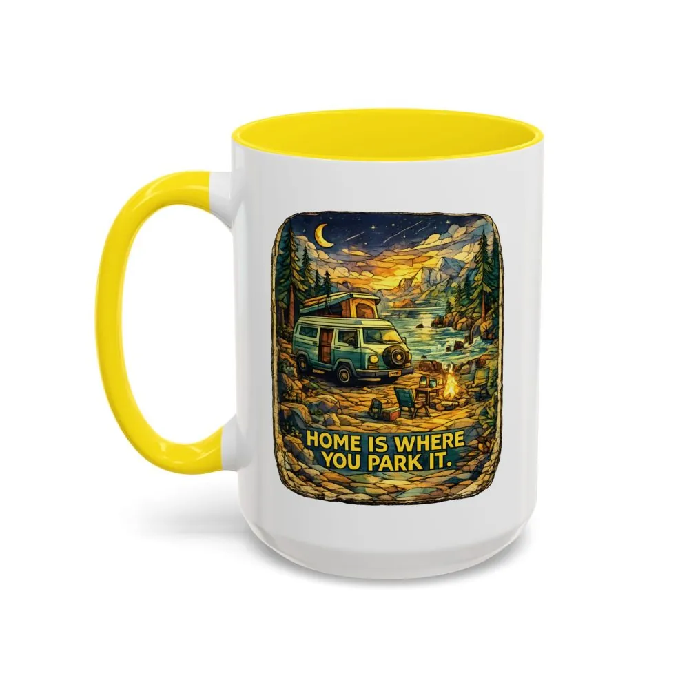 18310433589148696889_2048.jpeg Accent Coffee Mug (11, 15oz) — "Home Is Where You Park It" Design Cubic-Line