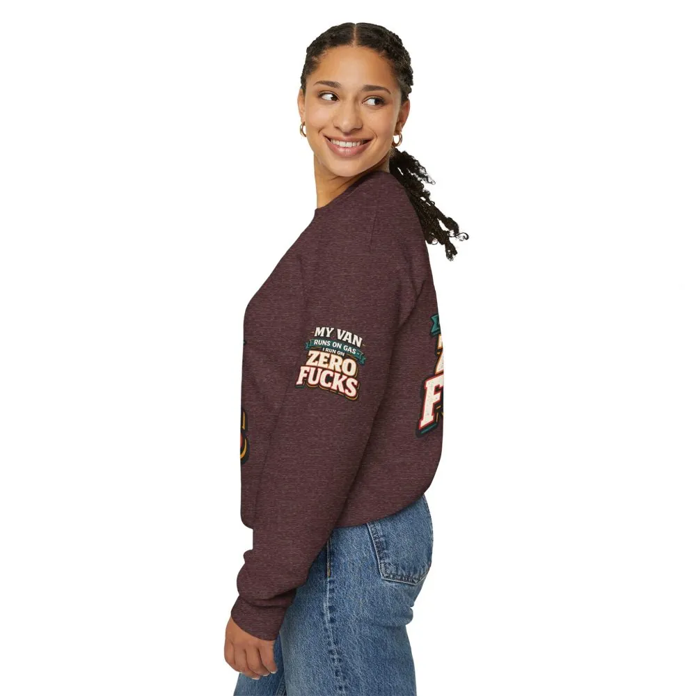 Unisex Heavy Blend™ Crewneck Sweatshirt — "My Van Runs On Gas" Design F**K-Line