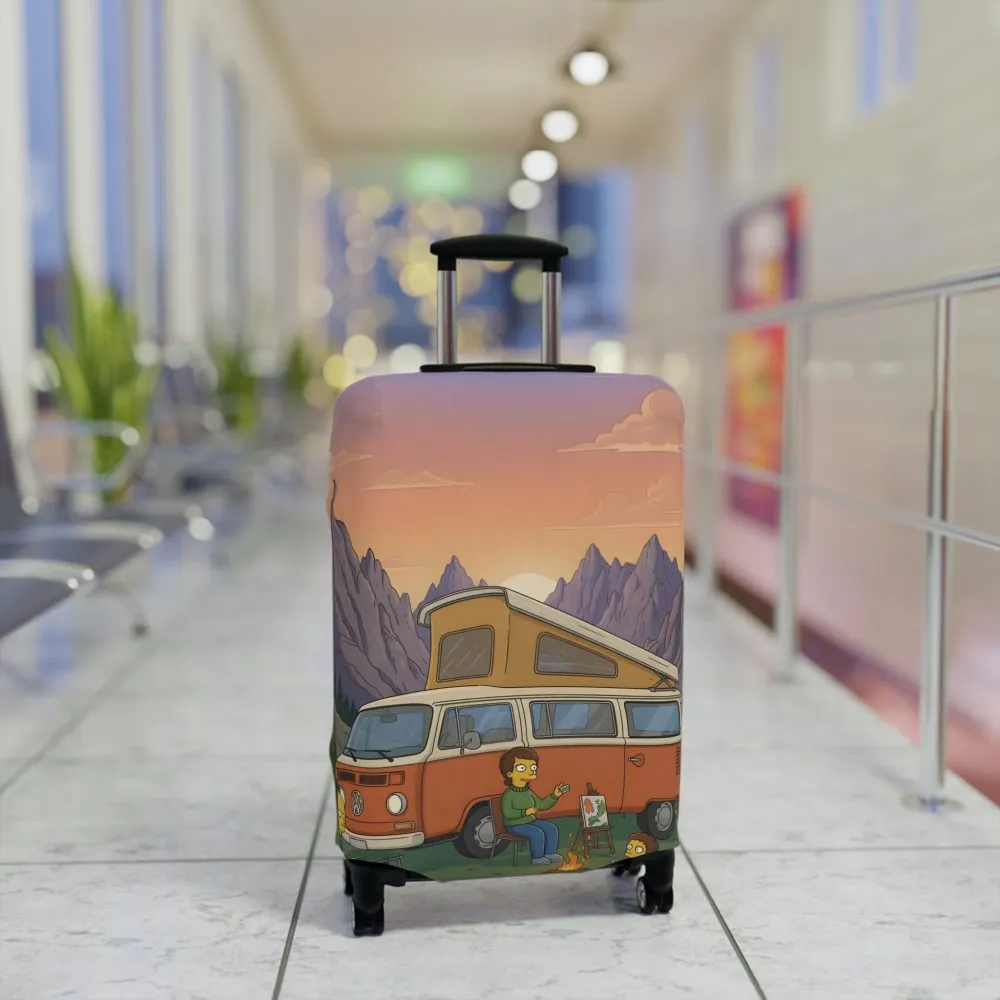 Luggage Cover — Adventure Camper Sketch Travel Suitcase(Design Sitcom-Line)
