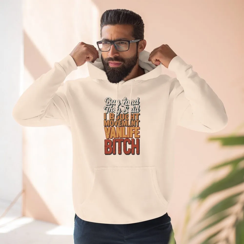 18329813366021602438_2048.jpeg Three-Panel Fleece Hoodie - "Buy Land They Said" Design F**K-Line