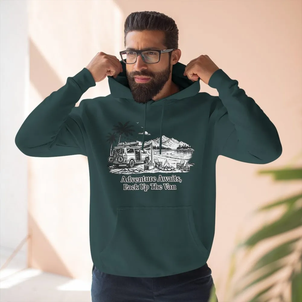 18330954904093994722_2048.jpeg Three-Panel Fleece Hoodie - "Adventure Awaits,Pack Up The Van" Design Minimal-Line