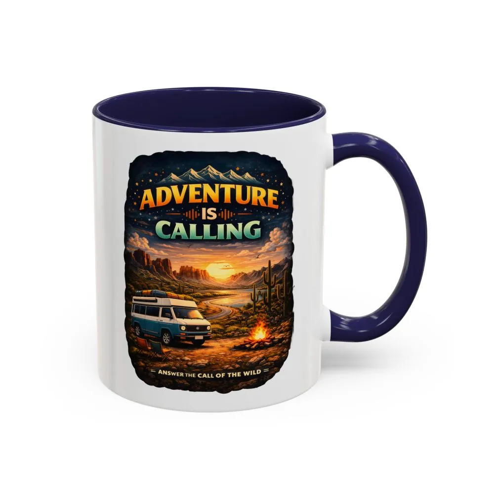 Accent Coffee Mug (11, 15oz) — "Adventure Is Calling" Design Scenic-Line