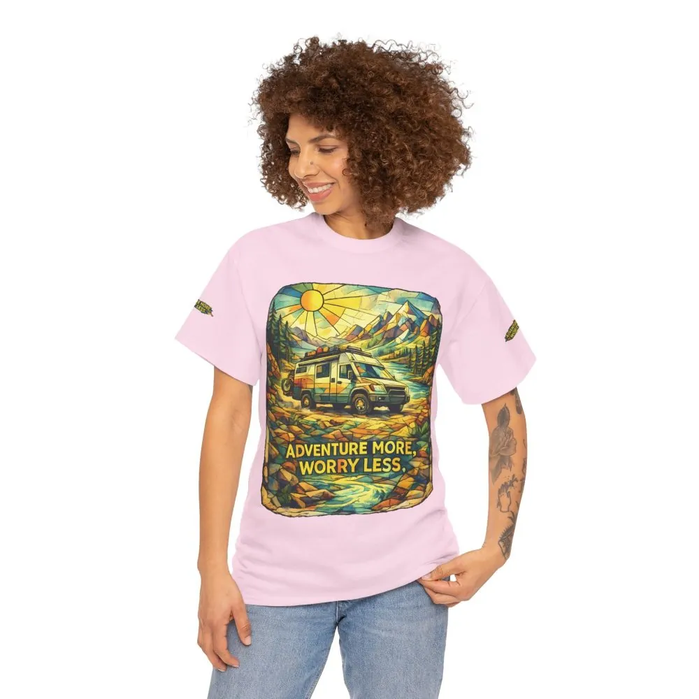 18346714187307119571_2048.jpeg Unisex Heavy Cotton Tee — "Adventure More Worry Less" Design Cubic-Line