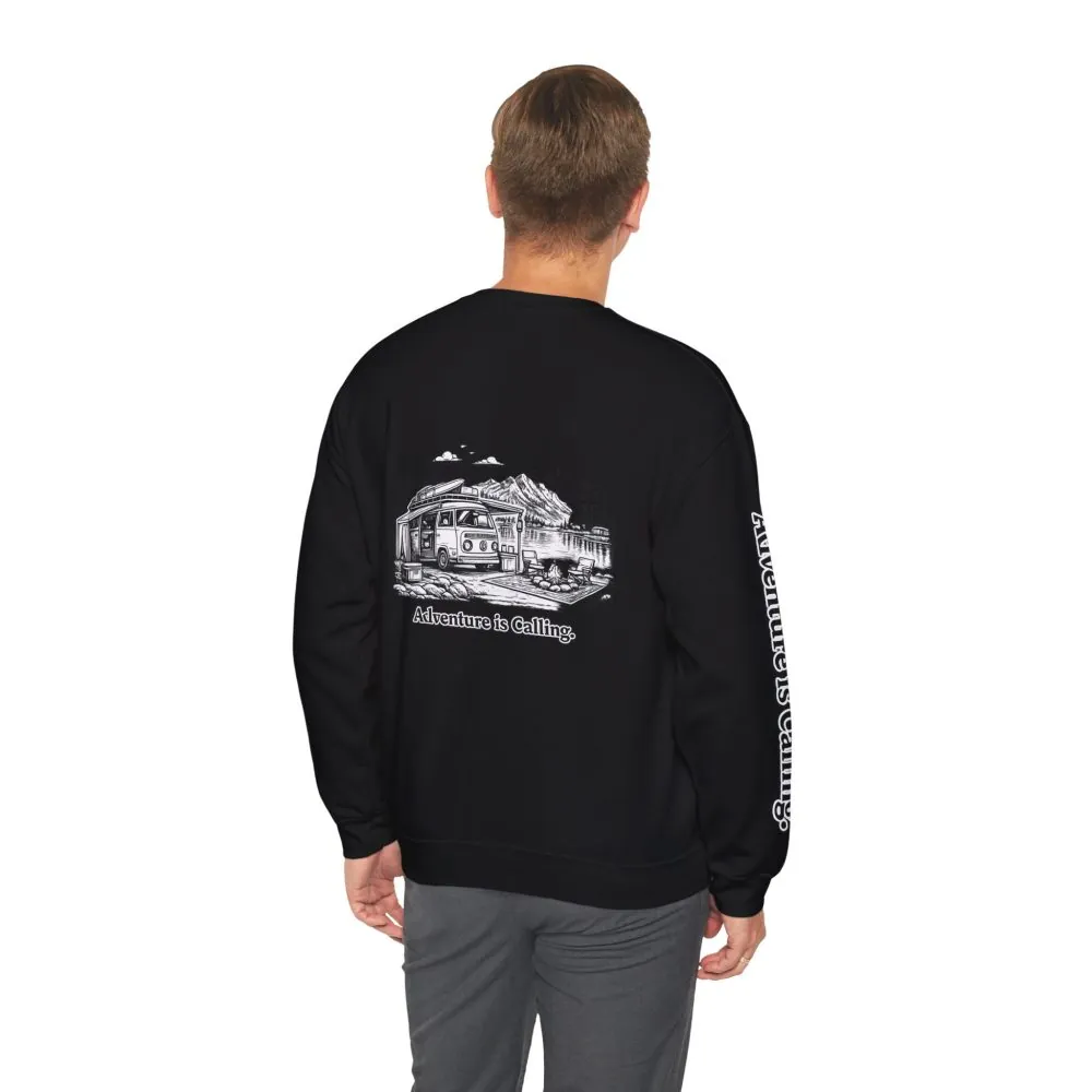 18349648592284518245_2048.jpeg Unisex Heavy Blend™ Crewneck Sweatshirt — "Adventure Is Calling" Design Minimal-Line