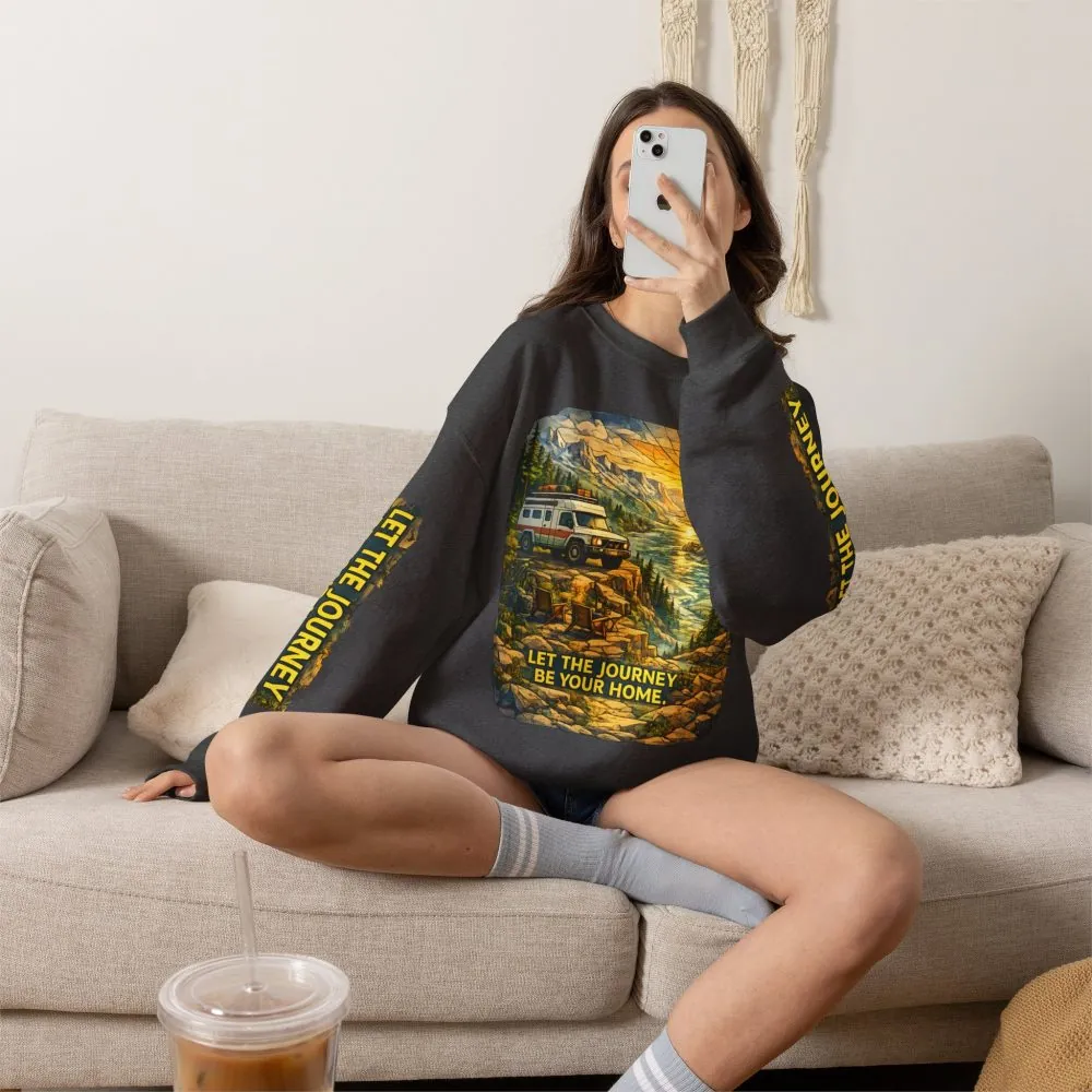 1835548066580479736_2048.jpeg Unisex Heavy Blend™ Crewneck Sweatshirt — "Let The Journey Be Your Home" Design Cubic-Line