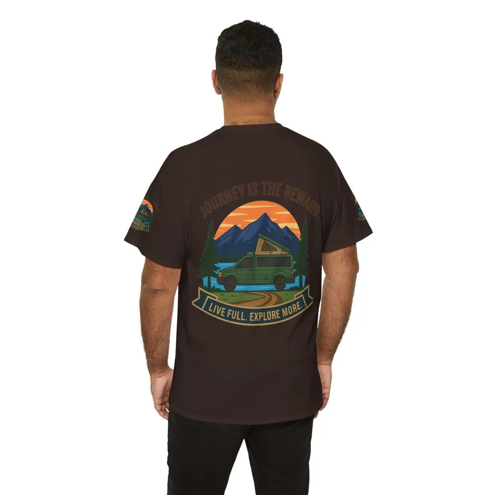 183641953886975757_2048.jpeg Unisex Heavy Cotton Tee — "Journey Is The Reward Tee" Adventure Camper Van Graphic T-Shirt