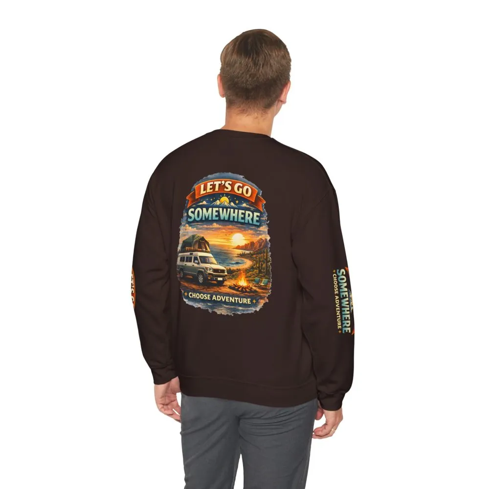 18368989993676768709_2048.jpeg Unisex Heavy Blend™ Crewneck Sweatshirt — "Lets Go Somewhere" Design Scenic-Line