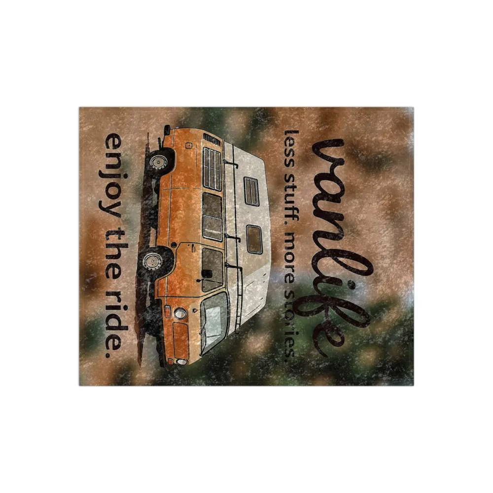 Crushed Velvet Blanket — Vanlife Camper Blanket: “vanlife — less stuff, more stories. enjoy the ride.” Cozy Travel Throw for Campers & [...]