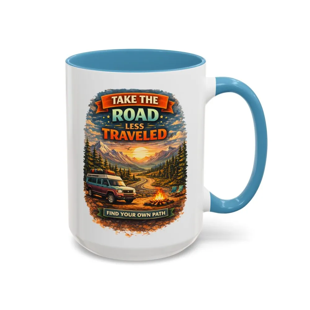 18376526748109461845_2048.jpeg Accent Coffee Mug (11, 15oz) — "Take The Road Less Traveled" Design Scenic-Line