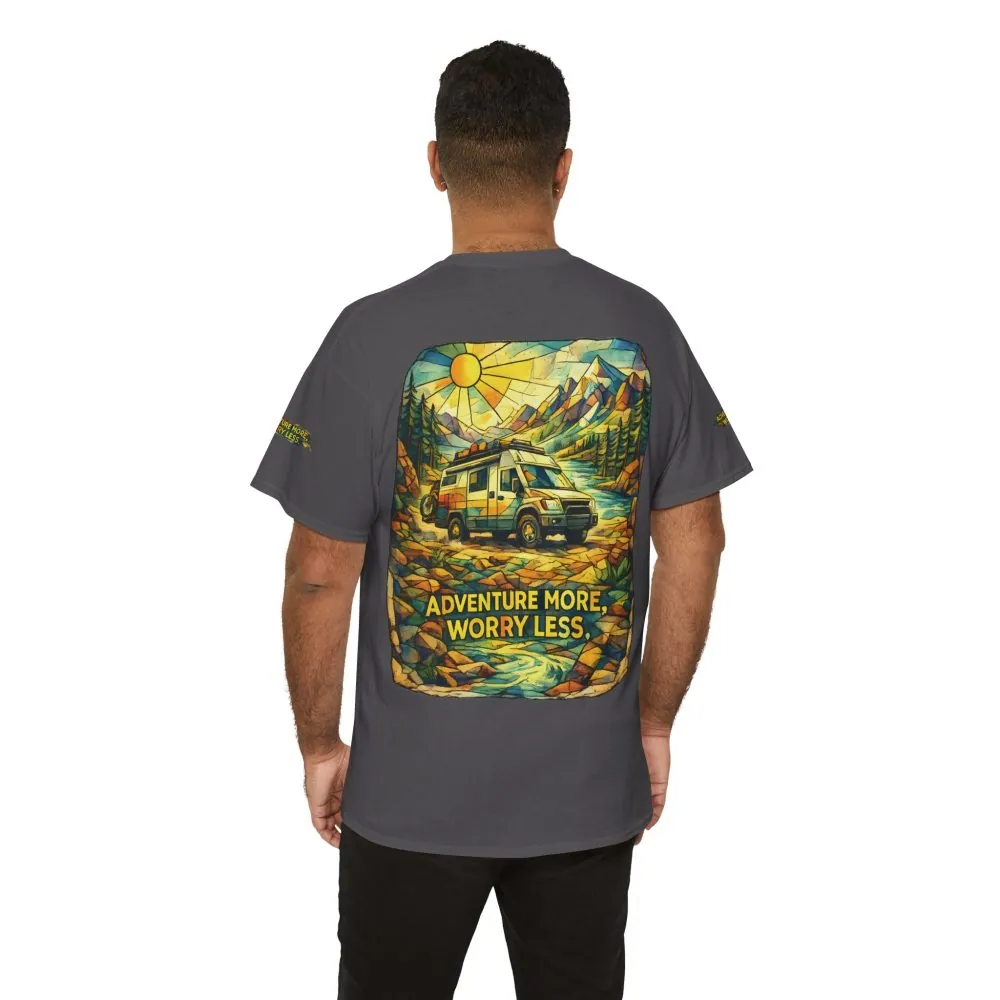 18377447195258566267_2048.jpeg Unisex Heavy Cotton Tee — "Adventure More Worry Less" Design Cubic-Line