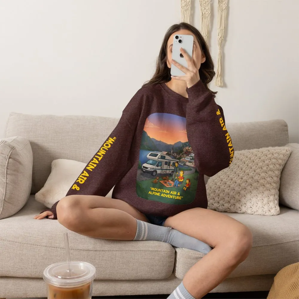 Unisex Heavy Blend™ Crewneck Sweatshirt — "Mountain Air-Alpine Adventure" Design Sitcom-Line