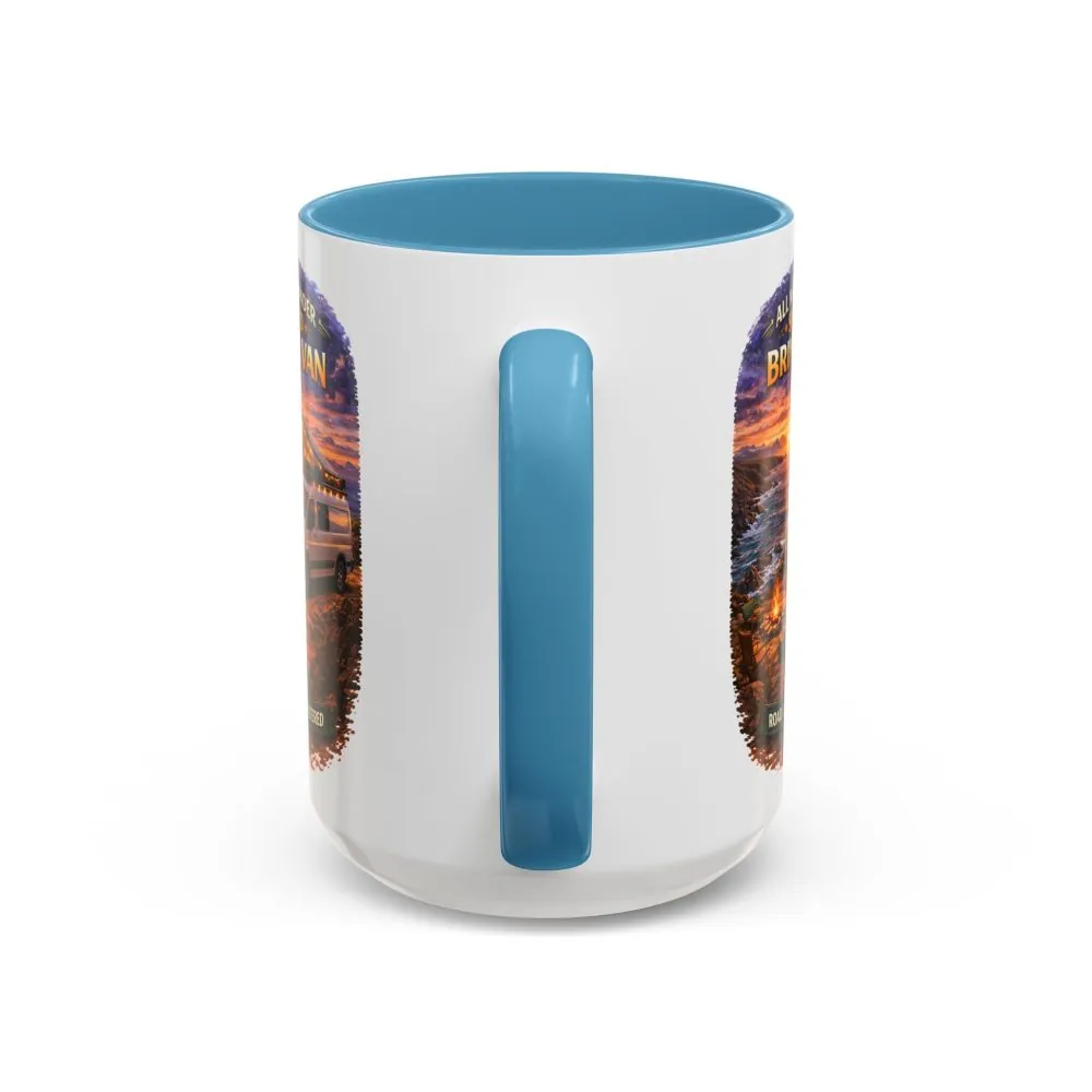 Accent Coffee Mug (11, 15oz) — "All Who wander Should Bring A Van" Design Scenic-Line