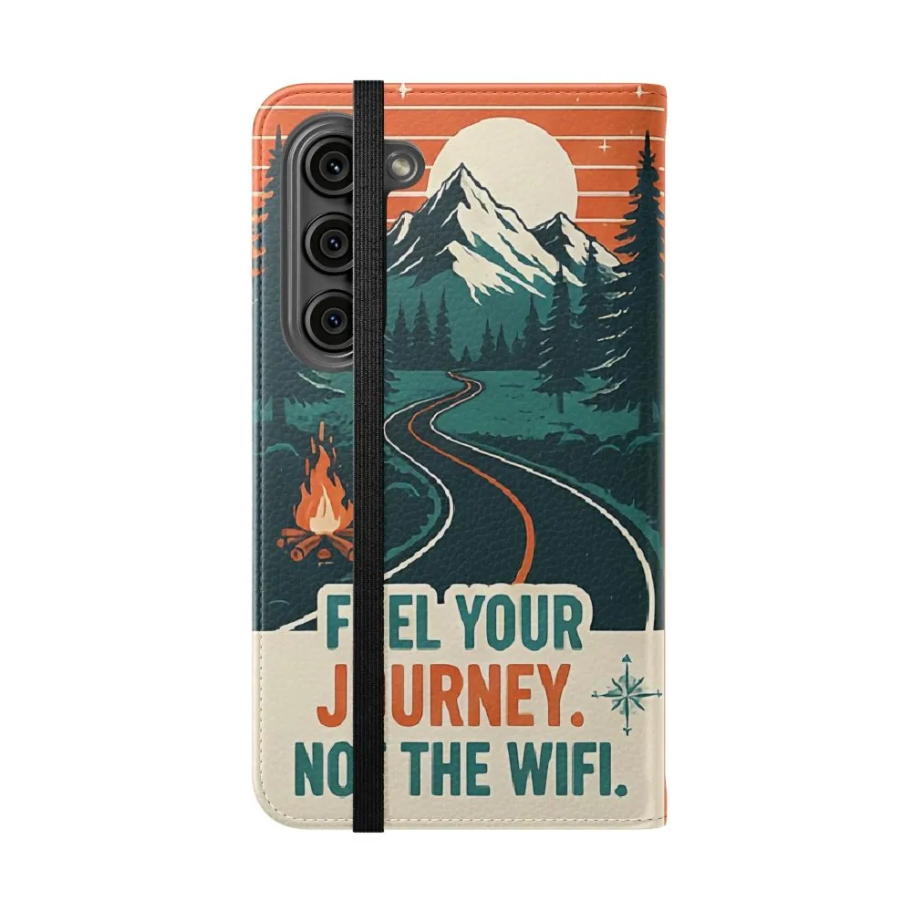 Flip Phone Case — "Adventure Awaits, Fuel Your Journey, Not the WiFi" Wallet Cover