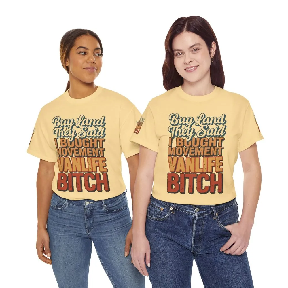 Unisex Heavy Cotton Tee — "Buy Land They Said" Design F**K-Line