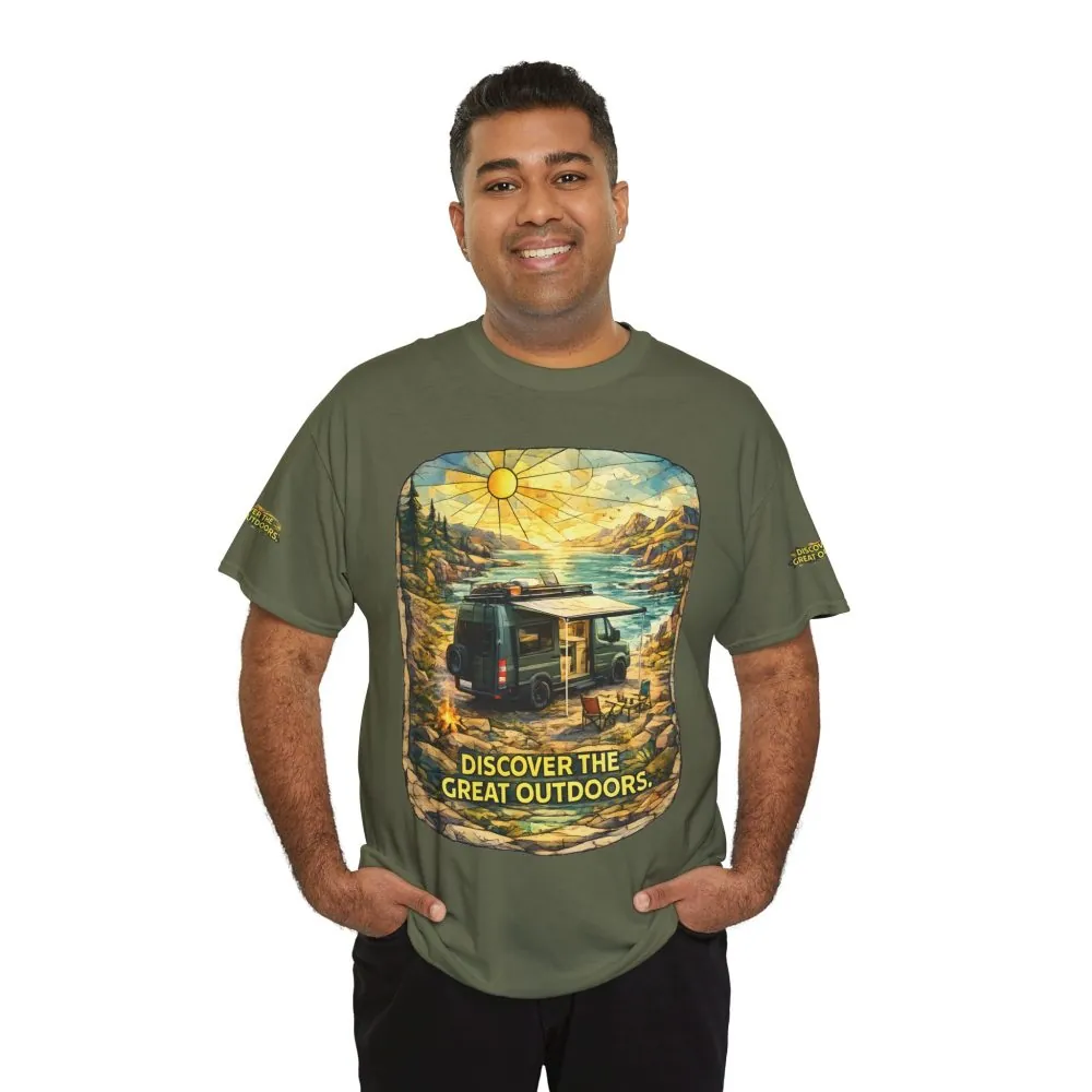 1842756412701247474_2048.jpeg Unisex Heavy Cotton Tee — "Discover The Great Outdoors" Design Cubic-Line