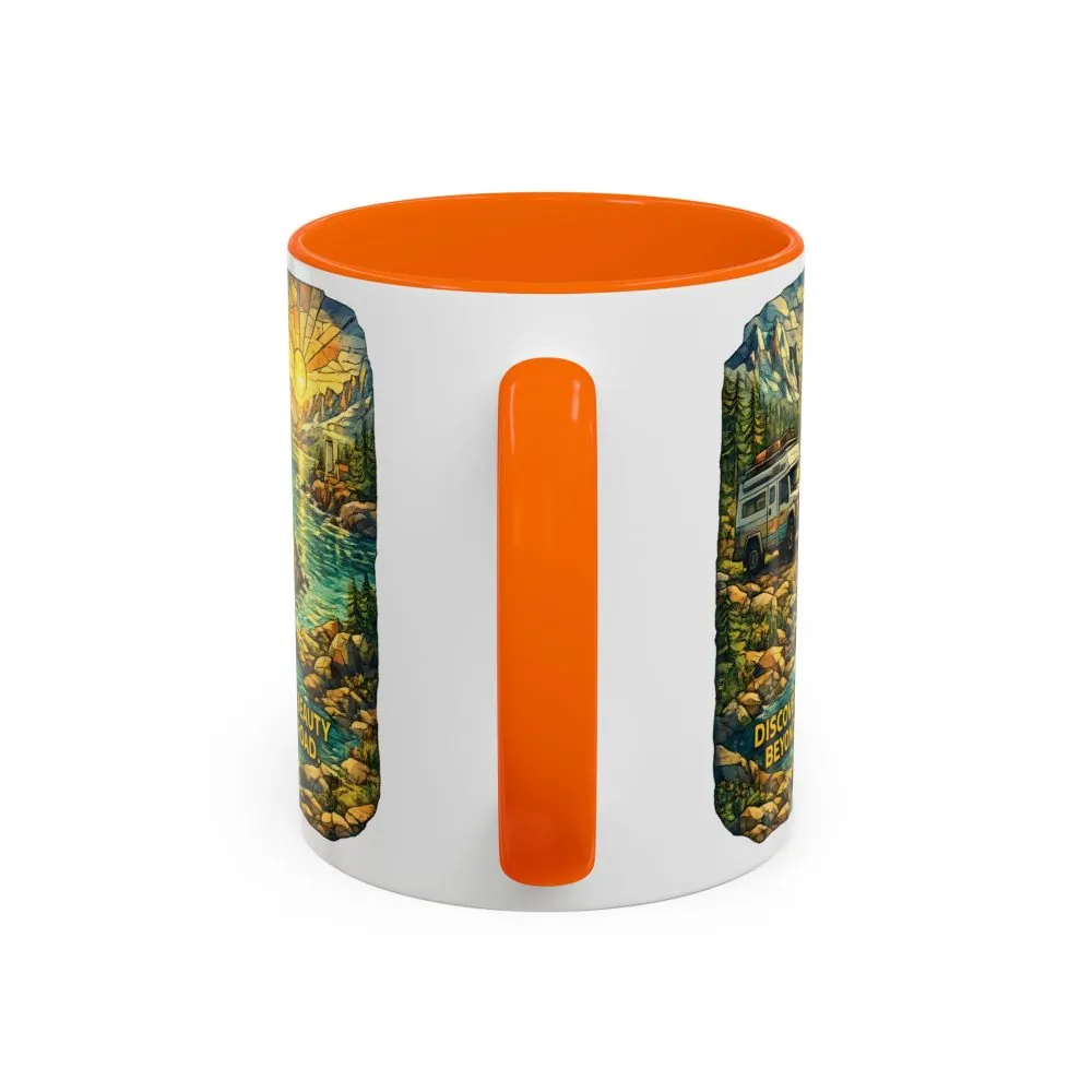 18429229172457543613_2048.jpeg Accent Coffee Mug (11, 15oz) — "Discover The Bieuty Beyond The Road" Design Cubic-Line