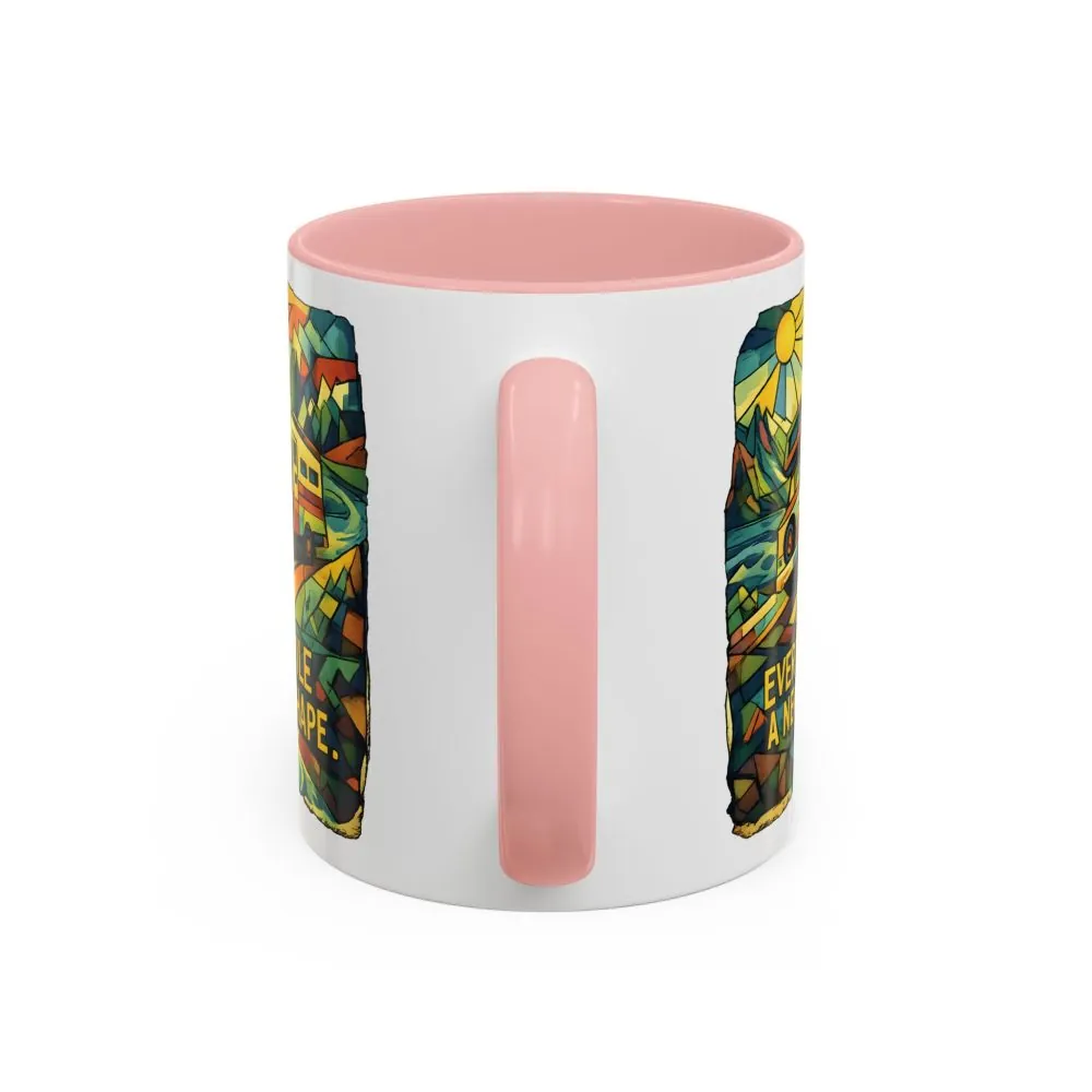 Accent Coffee Mug (11, 15oz) — "Every Mile A New Shape" Design Cubic-Line