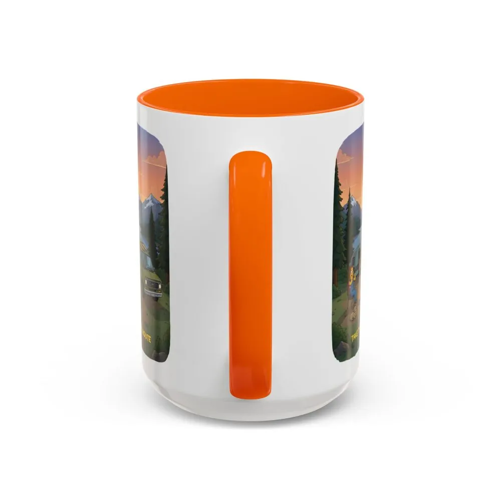 Accent Coffee Mug (11, 15oz) — "Take The Scenic Route" Design Sitcom-Line