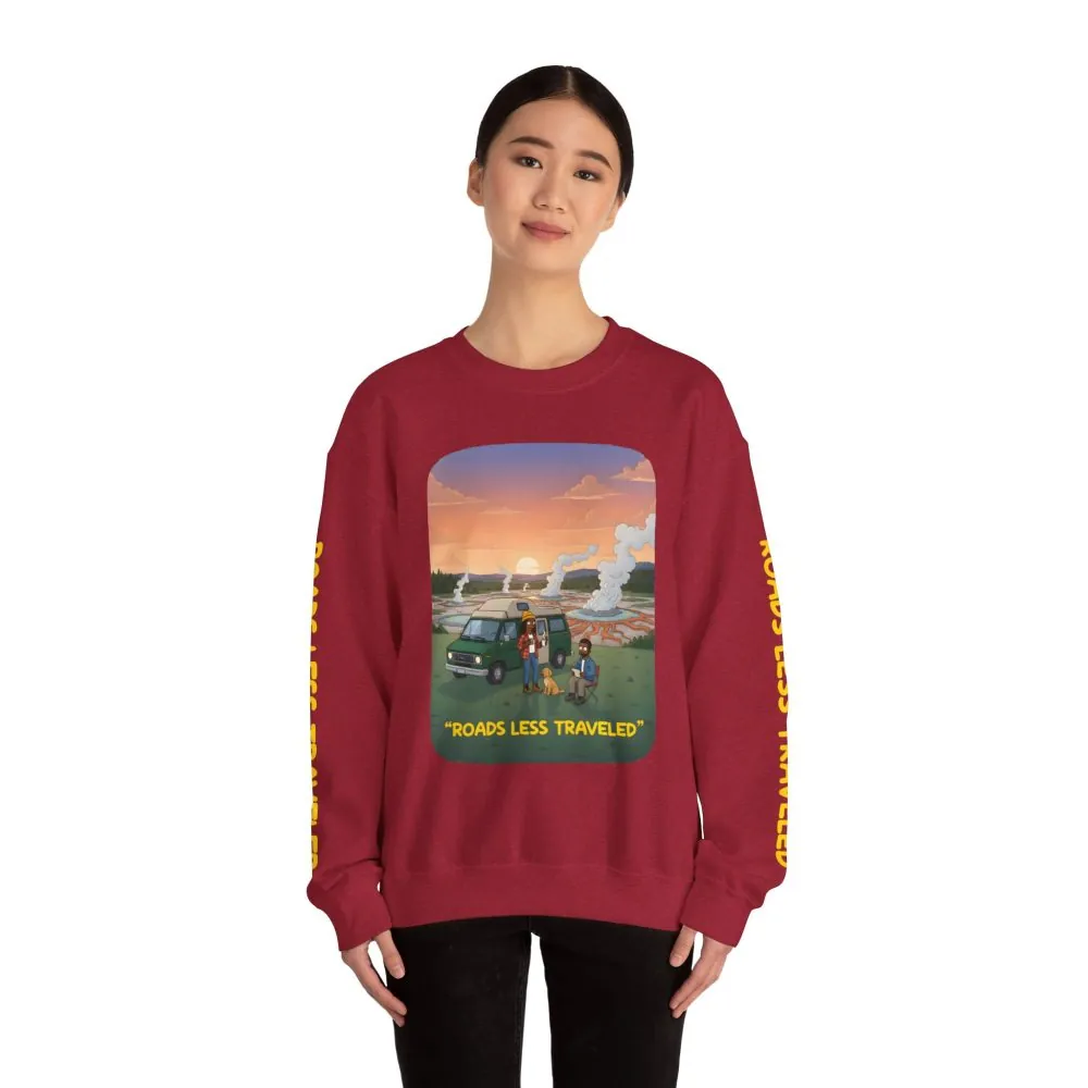 185720005957022799_2048.jpeg Unisex Heavy Blend™ Crewneck Sweatshirt — "Roads Less Traveled" Design Sitcom-Line