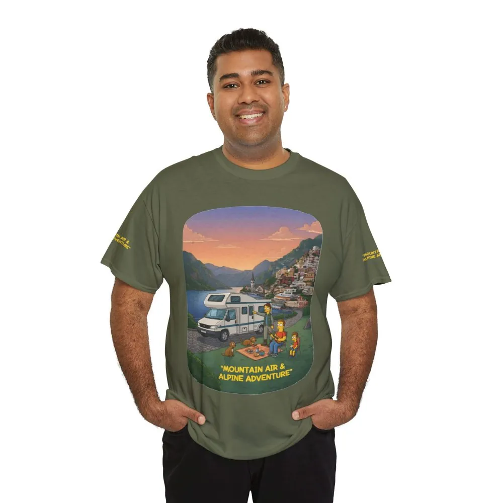 Unisex Heavy Cotton Tee — "Mountain Air-Alpine Adventure" Design Sitcom-Line