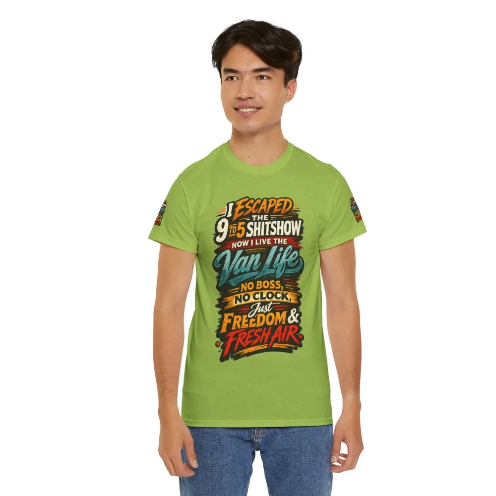 Unisex Heavy Cotton Tee — "I Escaped The 9 To 5" Design F**K-Line